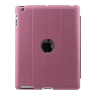 Four-fold Smart Leather Stand Case for iPad 2/3/4 - Pink