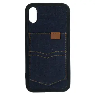 Pocket Design Jeans Cloth Wallet Case for iPhone X Blue