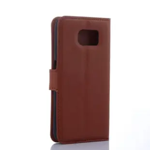 Litchi Grain Wallet Leather Case for Samsung Galaxy S6 Edge Brown
