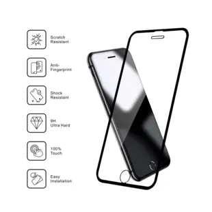 Nordic Shield Apple iPhone 6+ / 6S+ / 7+ / 8+ 3D Curved Skærmbeskyttelse Sort (Blister)
