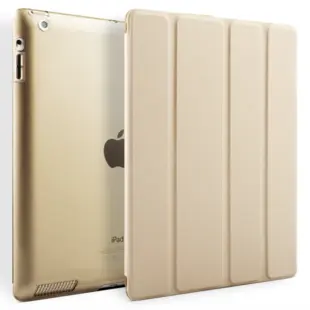 Four-fold Leather Flip Case for iPad 2/3/4 Gold