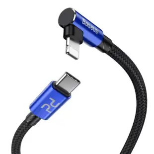 Baseus MVP Elbow USB Type C - Lightning (18W) Kabel 2m Sort/Blå