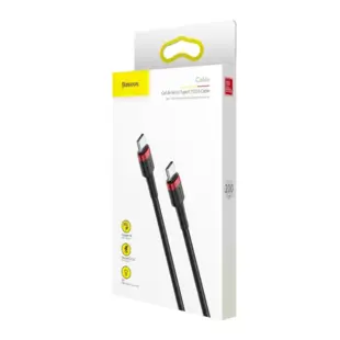 Baseus Cafule Cable Durable Nylon Braided Wire USB-C / USB-C 60W 2M Sort-Rød