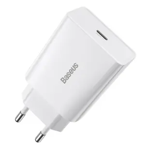 Baseus Speed Mini Fast Charger USB Type C 20W Quick Charge Hvid (Blister)