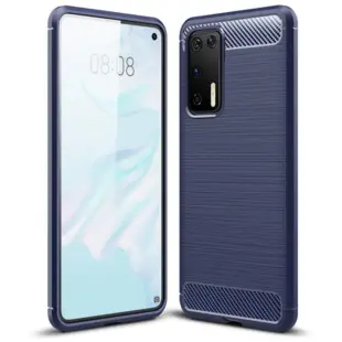 Carbon Case Flexible Cover TPU Case til Huawei P40 Pro Blå
