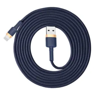 Baseus Cafule Nylon USB - Lightning Kabel 2m Sort/Guld