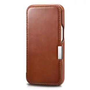iCarer Genuine Leather Flip Case for iPhone 13 Pro Max Brown
