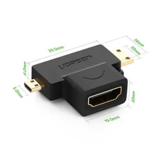 Ugreen Micro HDMI + Mini HDMI til HDMI adapter - sort