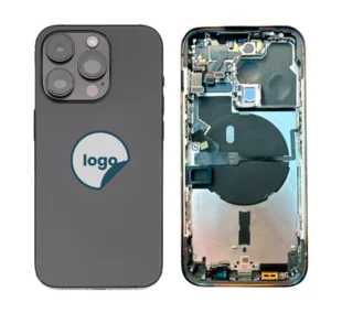 iPhone 14 Pro Max bagcover med small parts - OEM (Space Black)