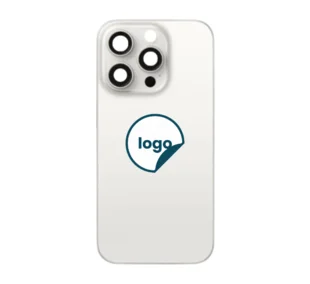 iPhone 15 Pro bagglas med kameralinse+metalplade+Trådløs oplader flex+Magsafe magnet+Flashlight flex - OEM (Diagnosticerbart) (White Titanium)