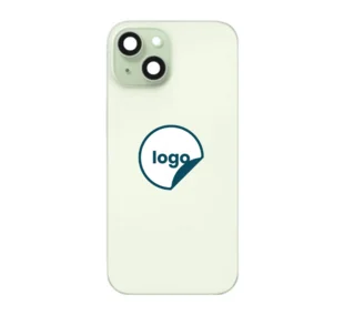 iPhone 15 bagglas med kameralinse+metalplade+Trådløs oplader flex+Magsafe magnet+Flashlight flex - OEM (Diagnosticerbart) (grøn)