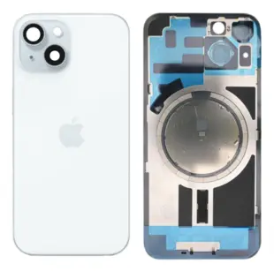 iPhone 15 bagglas med kameralinse + metalplade + Magsafe magnet - OEM (blå)