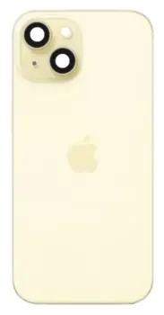 iPhone 15 Plus bagglas med kameralinse + metalplade + Magsafe magnet - OEM (gul)