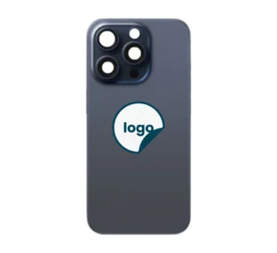 iPhone 15 Pro bagglas med kameralinse+metalplade+Trådløs oplader flex+Magsafe magnet+Flashlight flex - OEM (Diagnosticerbart) (Blue Titanium)