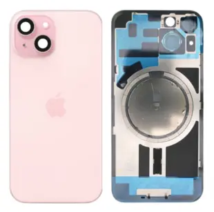 iPhone 15 bagglas med kameralinse + metalplade + Magsafe magnet - OEM (pink)