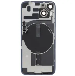 iPhone 14 Plus bagglas med kameralinse + metalplade + Magsafe magnet + trådløs oplader flex - OEM (blå)