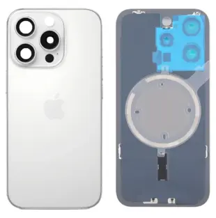 iPhone 16 Pro bagglas med kameralinse + metalplade + Magsafe magnet - OEM (White Titanium)