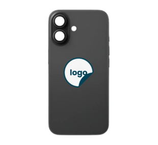 Back Glass for iPhone 16 Plus with Camera Lens + Metal Plate + Wireless NFC Charging + Magsafe Magnets + Flashlight Flex - Pull A (Black)