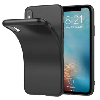 Apple iPhone X Textured Skin Soft TPU Gel Case Black