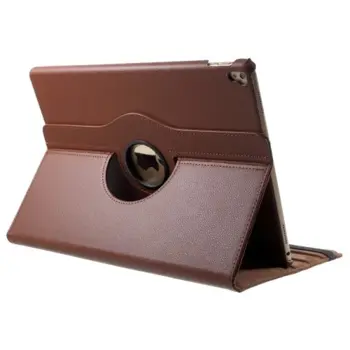 iPad Pro 12.9-inch (2017) Litchi Grain Leather Cover with 360 Degree Rotary Stand - Brown