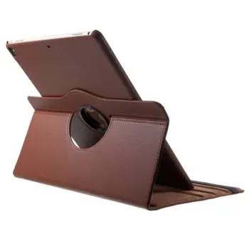 iPad Pro 12.9-inch (2017) Litchi Grain Leather Cover with 360 Degree Rotary Stand - Brown