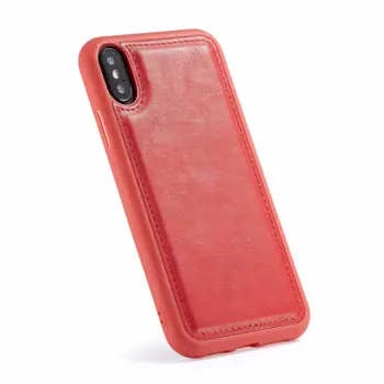 Retro Burlap Flip Cover til iPhone XR Rød