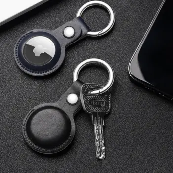 Dux Ducis PU Leather Keychain Case for Apple AirTag Black
