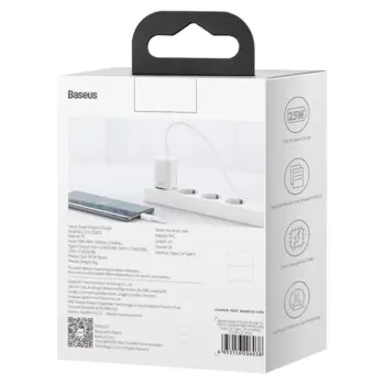 Baseus Super Si Quick Charger 1C 25W w/kableType-C to Type-C 1m White (Blister)