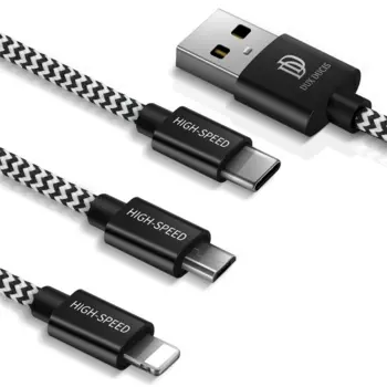 Dux Ducis K-ONE 3in1 Series USB - micro USB / Lightning / USB-C Cable 2.4A 1,2M Black