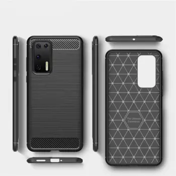 Carbon Case Flexible Cover TPU Case til Huawei P40 Sort