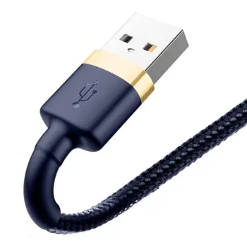 Baseus Cafule Nylon USB - Lightning Kabel 2m Sort/Guld