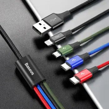 Baseus Lightning / 2x USB Type C / micro USB nylon braided cable 1.2m