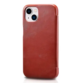 iCarer Genuine Leather Flip Case for iPhone 13 Mini Red