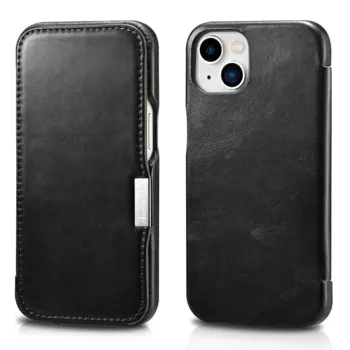 iCarer Genuine Leather Flip Case for iPhone 13 Mini Black