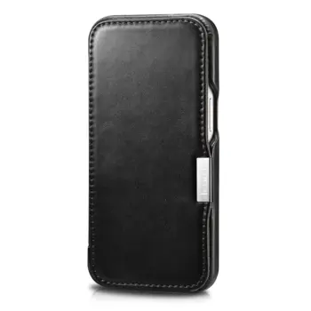 iCarer Genuine Leather Flip Case for iPhone 13 Mini Black