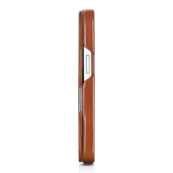 iCarer Genuine Leather Flip Case for iPhone 13 Mini Brown