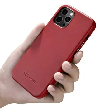 iCarer Genuine Leather Case for iPhone 12 Pro / iPhone 12 red (MagSafe compatible)
