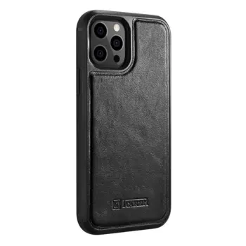 iCarer Case in Natural Leather for iPhone 12 Pro / iPhone 12 Black