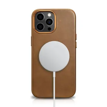 iCarer case in natural leather for iPhone 13 Pro Brown (MagSafe compatible)