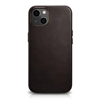 iCarer case in natural leather for iPhone 13 Coffee Brown (MagSafe compatible)