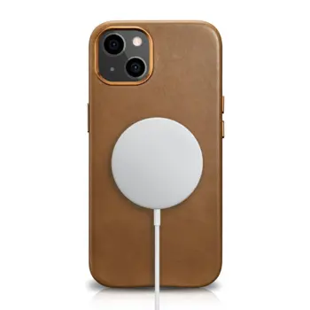 iCarer cover i naturlig læder til iPhone 13 Brun (MagSafe kompatibel)