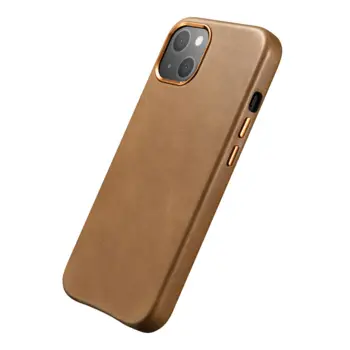 iCarer case in natural leather for iPhone 13 Brown (MagSafe compatible)