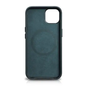 iCarer cover i naturlig læder til iPhone 13 Blå (MagSafe kompatibel)