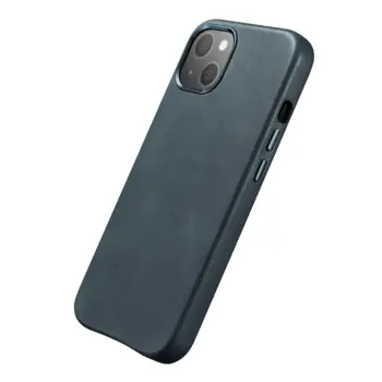 iCarer cover i naturlig læder til iPhone 13 Blå (MagSafe kompatibel)