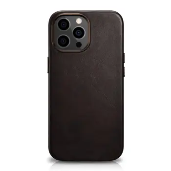 iCarer case in natural leather for iPhone 13 Pro Coffee Brown (MagSafe compatible)