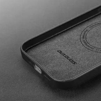 Dux Ducis Grit Leather case for iPhone 14 Black (MagSafe Compatible)