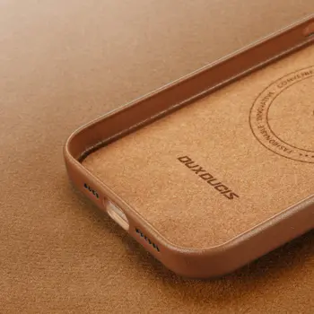 Dux Ducis Grit Leather case for iPhone 14 Plus Brown (MagSafe Compatible)