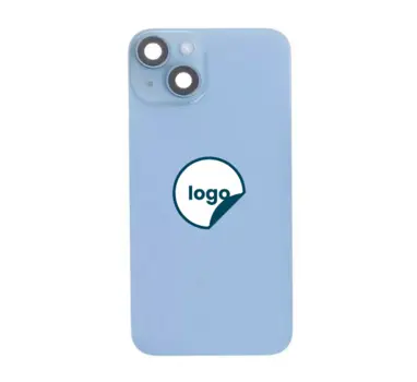 Back Glass for iPhone 14 with Camera Lens + Metal Plate + Wireless NFC Charging + Magsafe Magnets + Flashlight Flex -OEM (Diagnoable) (Blue)