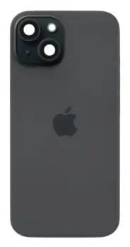 iPhone 15 Plus bagglas med kameralinse + metalplade + Magsafe magnet - OEM (sort)