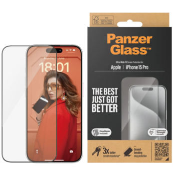 PanzerGlass™ iPhone 15 Pro - Ultra-Wide Fit m.EasyAligner